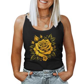 Yellow Rose Flower In Full Bloom Gardener Botanist Flowers Women Tank Top - Thegiftio UK