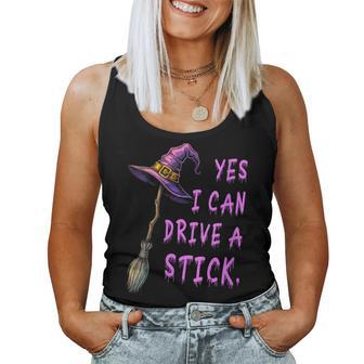 Yes I Can Drive A Stick Witch Hat Halloween Women Tank Top - Thegiftio UK