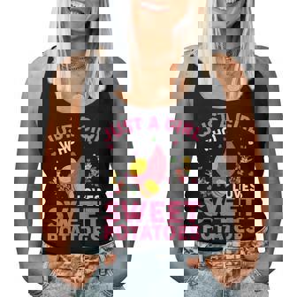 さつまいも好き さつまいもが大好きな女の子 レディースタンクトップ - Kawaiitshirt