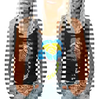 ウクライナ バラの花 旗 フリー ウクライナ応援 ウクライナ レディースタンクトップ - Kawaiitshirt