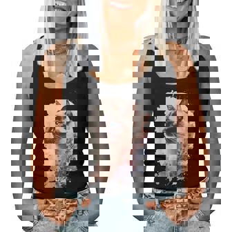 シャム猫 日本の桜 花柄 水彩 猫 レディースタンクトップ - Kawaiitshirt