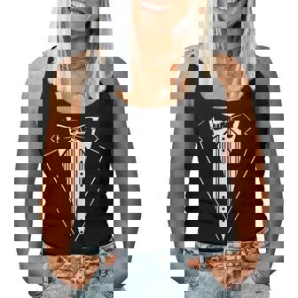 スーツ、プリント、蝶ネクタイ、タキシード、ベスト、男性子供女性 レディースタンクトップ - Kawaiitshirt