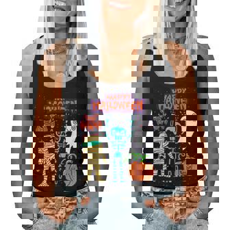 ハッピーハロウィン骨格かぼちゃかわいいゴーストキッズ男の子女の子 レディースタンクトップ - Kawaiitshirt