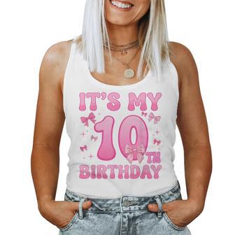 10Th Birthday Girls Coquette Bow Ten 10 Year Old Women Tank Top - Thegiftio UK