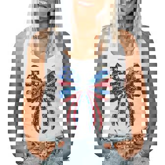 4Th Of July Coquette American Flag Bow Girls Patriotic Women Women Tank Top | Seseable FR