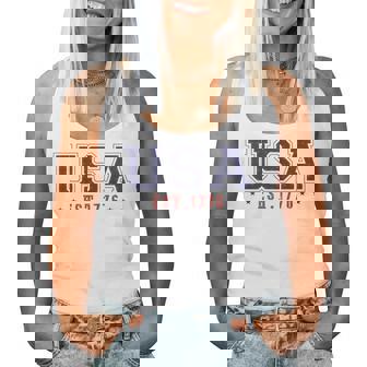 4Th Of July Patriotic Us Flag Usa Est 1776 America Women Women Tank Top - Thegiftio