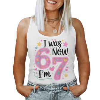 I Was 6 Now I'm 7 Cute 7Th Birthday Girl Outfit 67 Women Tank Top - Thegiftio UK
