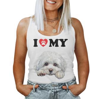 Bichon Frise I Heart My Dog Divertido Amante De Los Perros Cuello Camiseta sin mangas para mujer - Regaloses
