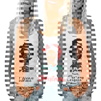 Black Girl Afro Santa Hat Merry Christmas African American Women Tank Top - Thegiftio