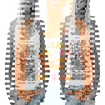 Booooks Ghost Read More Books Teacher Halloween Women Tank Top - Seseable