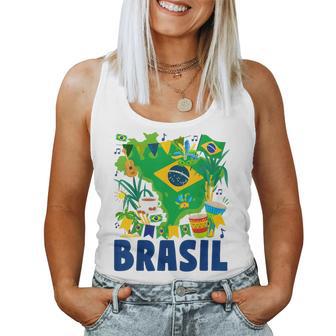 Brasil Flag Outfit Idea For Brazil & Brazilian Flag Women Tank Top | Mazezy