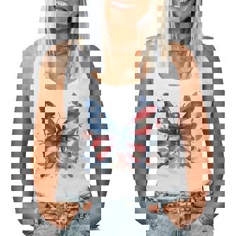 Butterfly Floral American Flag Usa 4Th Of July Girls Women Women Tank Top - Monsterry