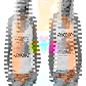 Checkered Boo Ghost Coquette Bow Halloween Girls Women Tank Top - Seseable