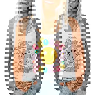 Cute Choose Kindness Groovy Smile Face Inspirational Be Kind Women Tank Top | Mazezy