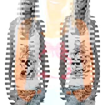 Cute Pink Bow Coquette Ball Soccer Girl Aesthetic Player Mom Women Tank Top | Seseable CA