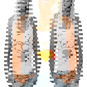 Cute Turkey Face Fall Leopard Glasses Thanksgiving Lover Women Tank Top - Monsterry