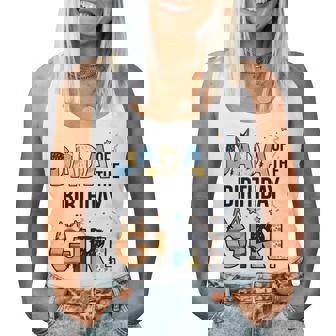 Dada Of The Birthday Girl Party Blue Dog Lover Matching Women Tank Top - Thegiftio