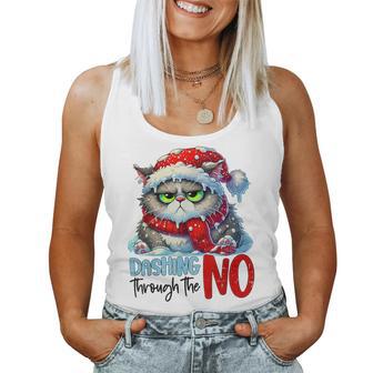 Dashing Through The No Sarcastic Christmas Cat Lover Women Women Tank Top | Mazezy