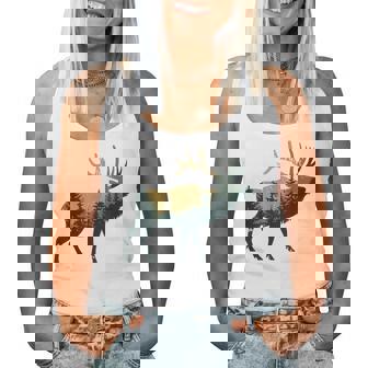 Elk Hunting Hiking Outdoor Camping Forest Elk Women Tank Top - Monsterry