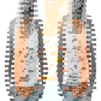 Falling Autumn Fall Leaves Cottagecore Autumn Fall Colors Women Tank Top - Seseable