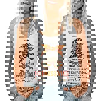 Friendsgiving Crew Autumn Thanksgiving 2025 Messy Bun Women Tank Top | Mazezy