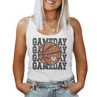 Game Day Basketball Mama Basketballer Sparkle Sports Women Tank Top - Monsterry