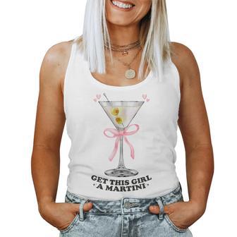 Get This Girl A Martini Dirty Martini Cocktail Pink Bow Women Tank Top - Monsterry