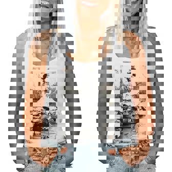 Girl Riding Alligator Whimsical Vintage Florida Meme Women Tank Top - Thegiftio