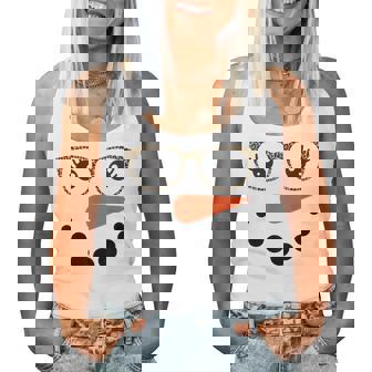 Girl Snowman Face Eyelashes Christmas Snowman Costume Women Women Tank Top | Mazezy