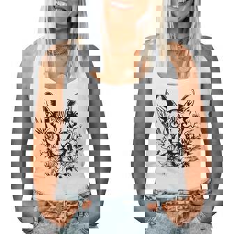 Girls Flowers Pet Floral Hairless Sphynx Cat Lover Women Tank Top - Thegiftio