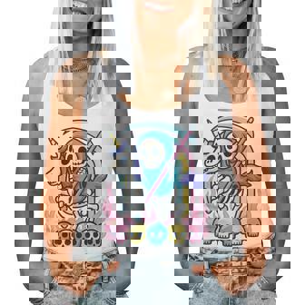 Grim Reaper Riding Skeleton Unicorn Halloween Pastel Rainbow Women Tank Top | Seseable FR