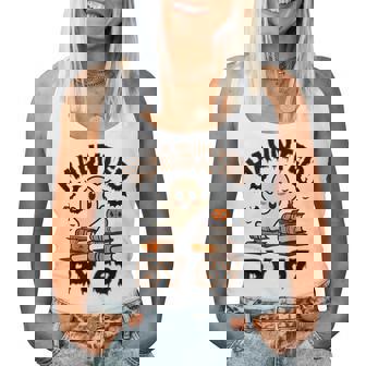 Haunted By 67 Teacher Ghost Pumpkin Halloween Costume Women Tank Top | Mazezy