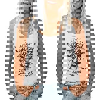 Highland Cow Messy Hair Don't Care Women Tank Top - Thegiftio