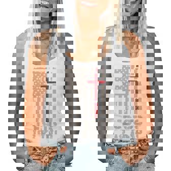 Jesus Is King Christ Lord Patriotic Christian American Flag Women Tank Top - Monsterry