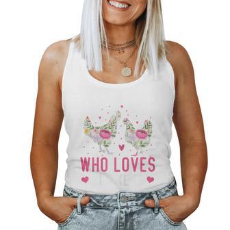 Just A Girl Who Loves Chickens Cute Floral Women Tank Top - Monsterry