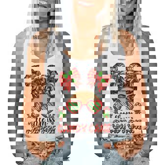 Little Miss Candy Cane Women Messy Bun Christmas Women Tank Top | Seseable CA