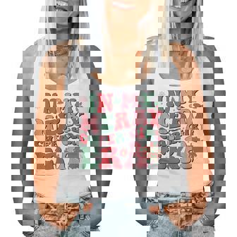 In My Merry Cheer Girl Era Groovy Christmas Cheerleading Women Tank Top - Thegiftio