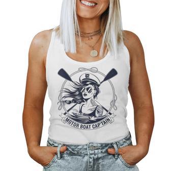 Motor Boat Captain Chummy Pontoon Boating Women Tank Top - Monsterry