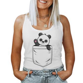 Panda Lovers Cute Panda In Pocket Women Tank Top - Thegiftio UK