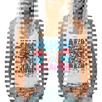 Patriotic American Girl 4Th Of July Coquette Bow Usa Flag Women Tank Top | Mazezy