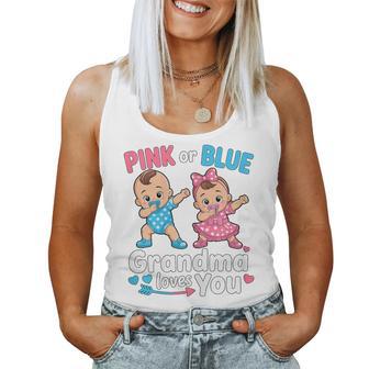 Pink Or Blue Grandma Loves You Gender Reveal Party Women Tank Top - Thegiftio UK
