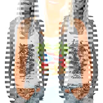 Puerto Rico Flag Floral Frog Boricua Hispanic Heritage Women Tank Top - Monsterry