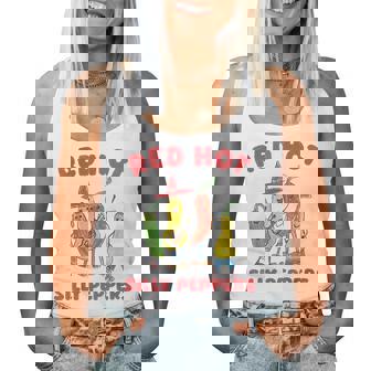 Red Hot Silly Peppers Halloween Vintage Graphic Women Tank Top | Mazezy