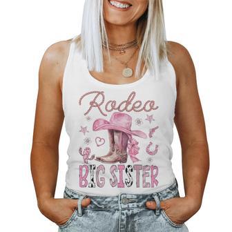 Rodeo Big Sister Pink Cowgirl Coquette Boots Birthday Girl Women Tank Top - Monsterry