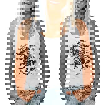 Rustic Skeleton Cowgirl Horse Rider Western Gothic Grunge Women Tank Top - Monsterry