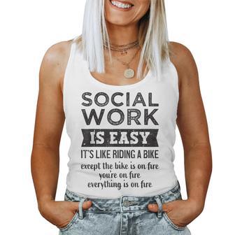 Social Work Is Easy Sarcastic Worker Men Women Tank Top - Thegiftio UK