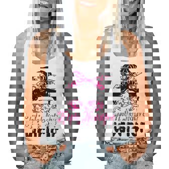 Triple Negative Warrior Messy Bun Breast Cancer Awareness Women Tank Top | Mazezy