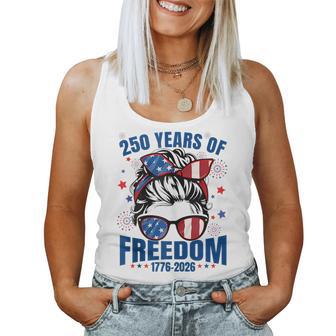 Usa 250Th Anniversary Messy Bun Celebrate 1776 2026 Women Tank Top | Mazezy