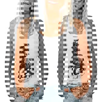 Vintage Texas Western Equestrian Hand Drawn Wild Horse Lover Women Tank Top - Thegiftio