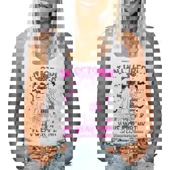 We Wear Pink In October Cute Ghost Breast Cancer Women Women Tank Top | Mazezy